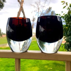 2 Heavy Hand Blown Art Glass Candlesticks. Holders